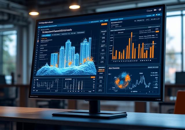 Complex AI-powered architectural dashboard visualization